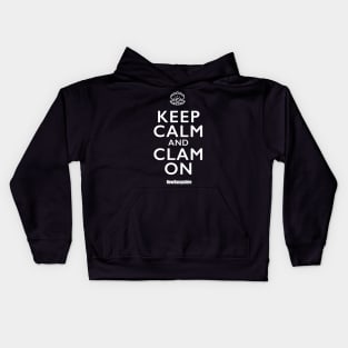 Keep Calm and Clam On (White text) Kids Hoodie